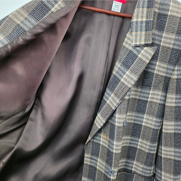 Vintage KENZO Paris Oversized Blazer 100% wool plaid size 40 women's blazer - Picture 7 of 9